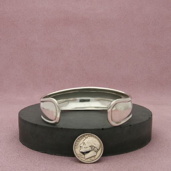 mexico sterling silver vintage beveled cuff bracelet size 6.5in - Picture 2 of 3